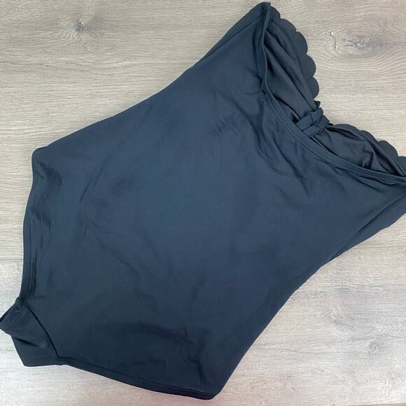 Kate Spade Black Scalloped Bandeau One Piece Swimsuit Sz.L - Picture 10 of 14